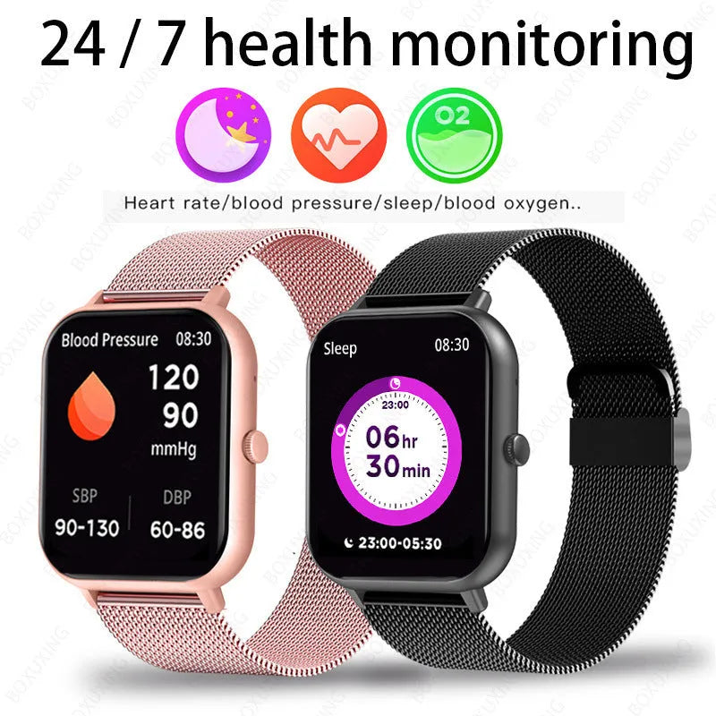 ZL54C Smart Watch in black with AMOLED screen displaying health metrics
