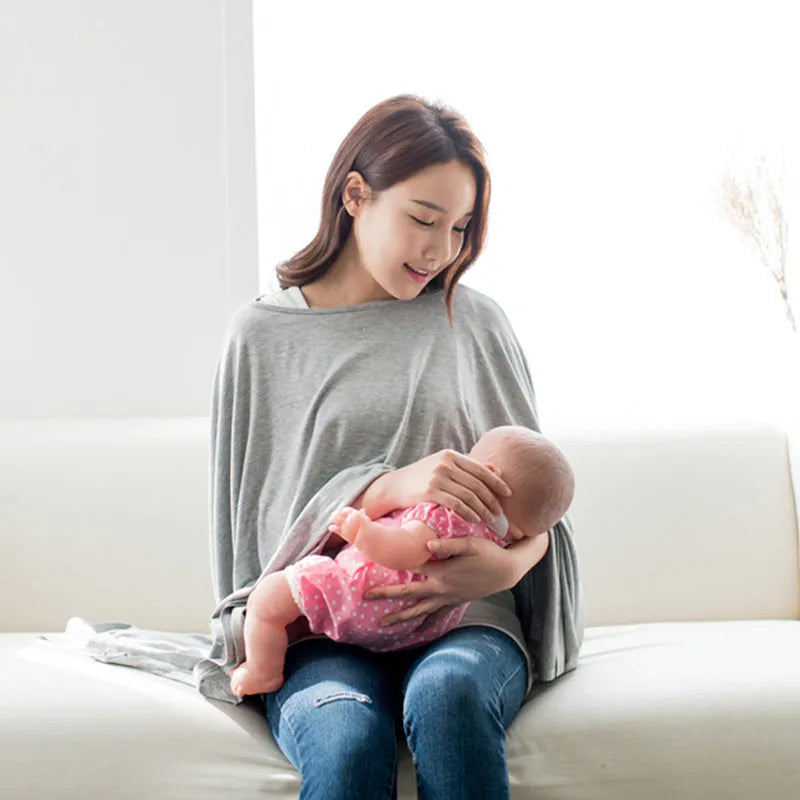 Lightweight nursing cover in black with adjustable strap for breastfeeding mums
