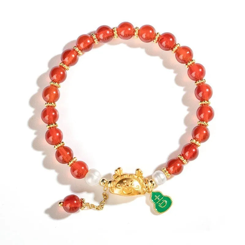 Handmade natural agate crystal bracelet with 8mm diamond-shaped beads in multiple colour options