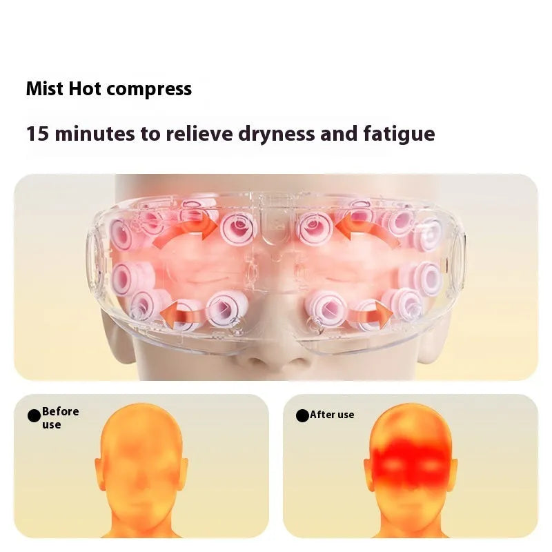 Purplish gray Bluetooth steam smart eye moisturising hot compress massager on a white background.