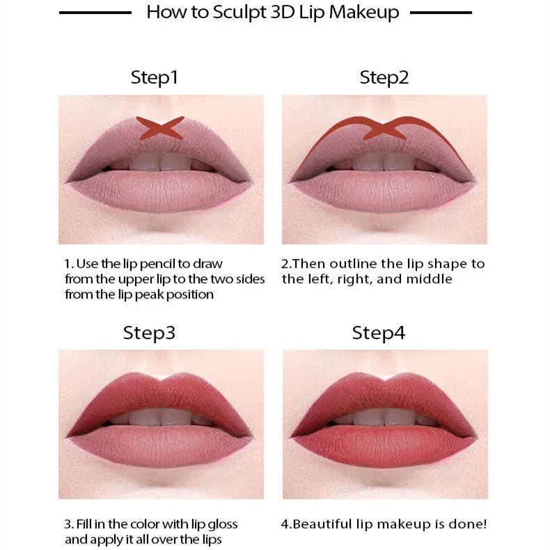 Matte finish lip liner pencil in one of 14 available shades, shown on a clean background