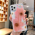 Floral TPU iPhone case with large pink flower pattern on back cover