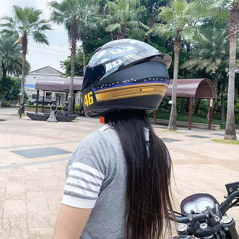 Dragon colour full-face motorcycle helmet with ABS shell for men and women winter commuting