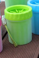 Blue silicone dog paw washing bucket with non-slip base for portable pet foot cleaning