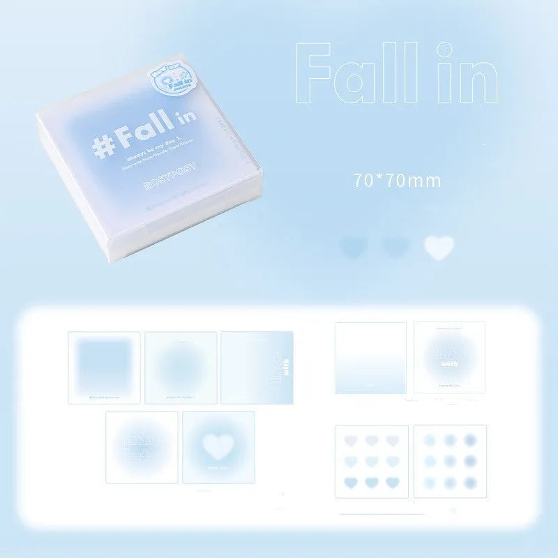 Square 70mm sticky notes and sulphate paper pad set in blush, green, purple, blue gradient colours.