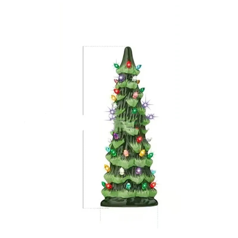 A resin Christmas tree light decoration in European style, showing coloured light option.