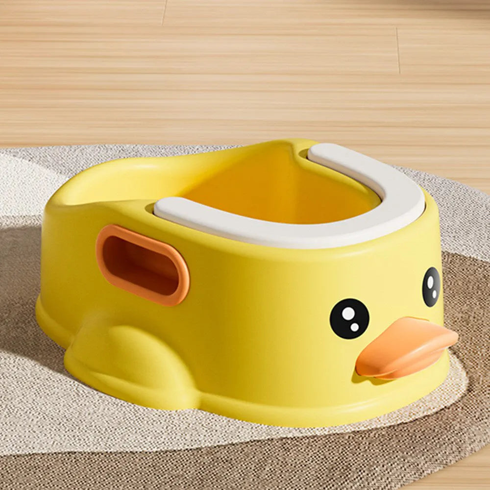 Blue PVC pet bathtub shaped like a duck for washing small dogs and cats.
