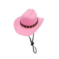 Black star pattern cowboy hat on pet with adjustable strap