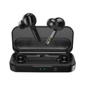Black and white true wireless stereo earbuds with charging case, featuring Bluetooth 5.0 and IPX5 waterproof rating.