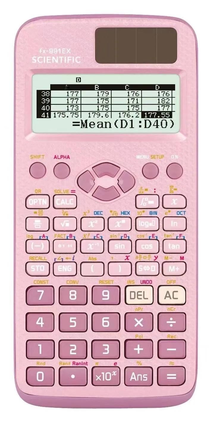 Casio 991EX solar-powered scientific calculator in black, blue or pink colours
