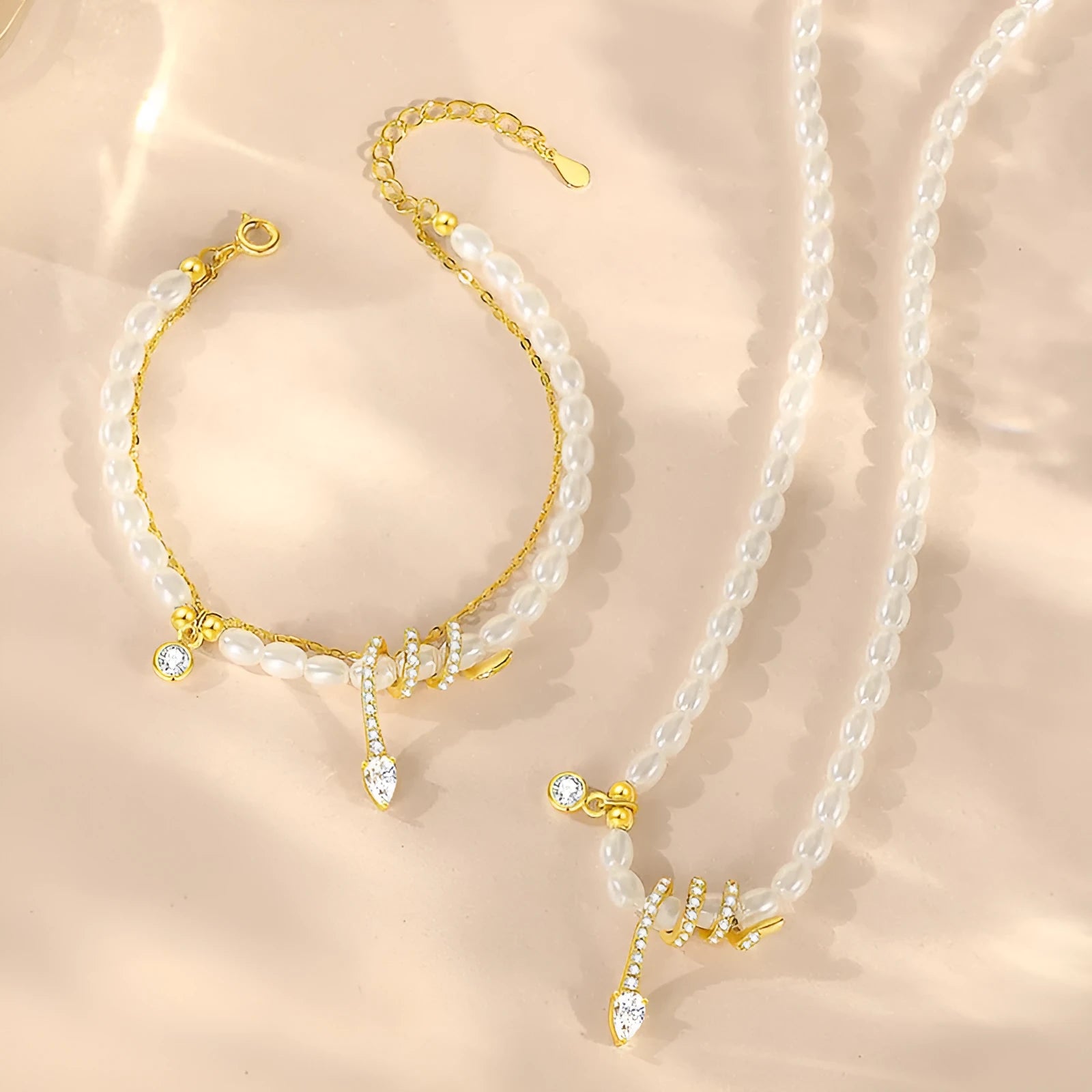 Women's sterling silver snake zodiac bracelet with geometric design in gold or white gold finish