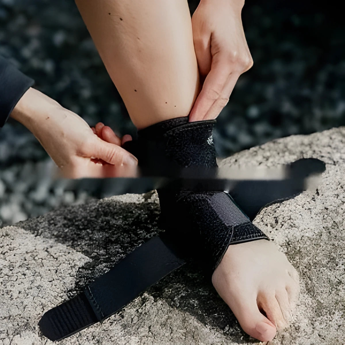 Black sports ankle support protective gear for basketball, football and running activities
