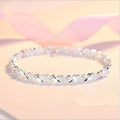 Silver-coloured geometric zircon bracelet for women, electroplated copper fashion jewellery for weddings and gifts