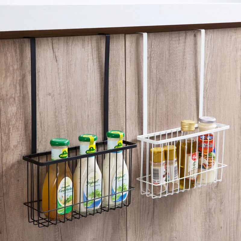 Metal kitchen hanging shelf in Nordic style, available in black or white, with no-punch installation