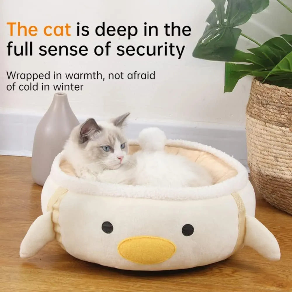 Green dinosaur-shaped cat bed shown both flat as a sofa and hung as a hammock for small pets.