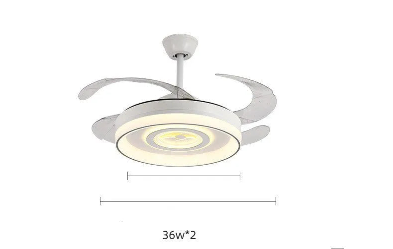 Nordic ceiling fan light with ABS blades in 42-inch or 48-inch diameter sizes