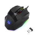 Black Redragon M801P dual-mode wireless and wired gaming mouse with nine buttons.