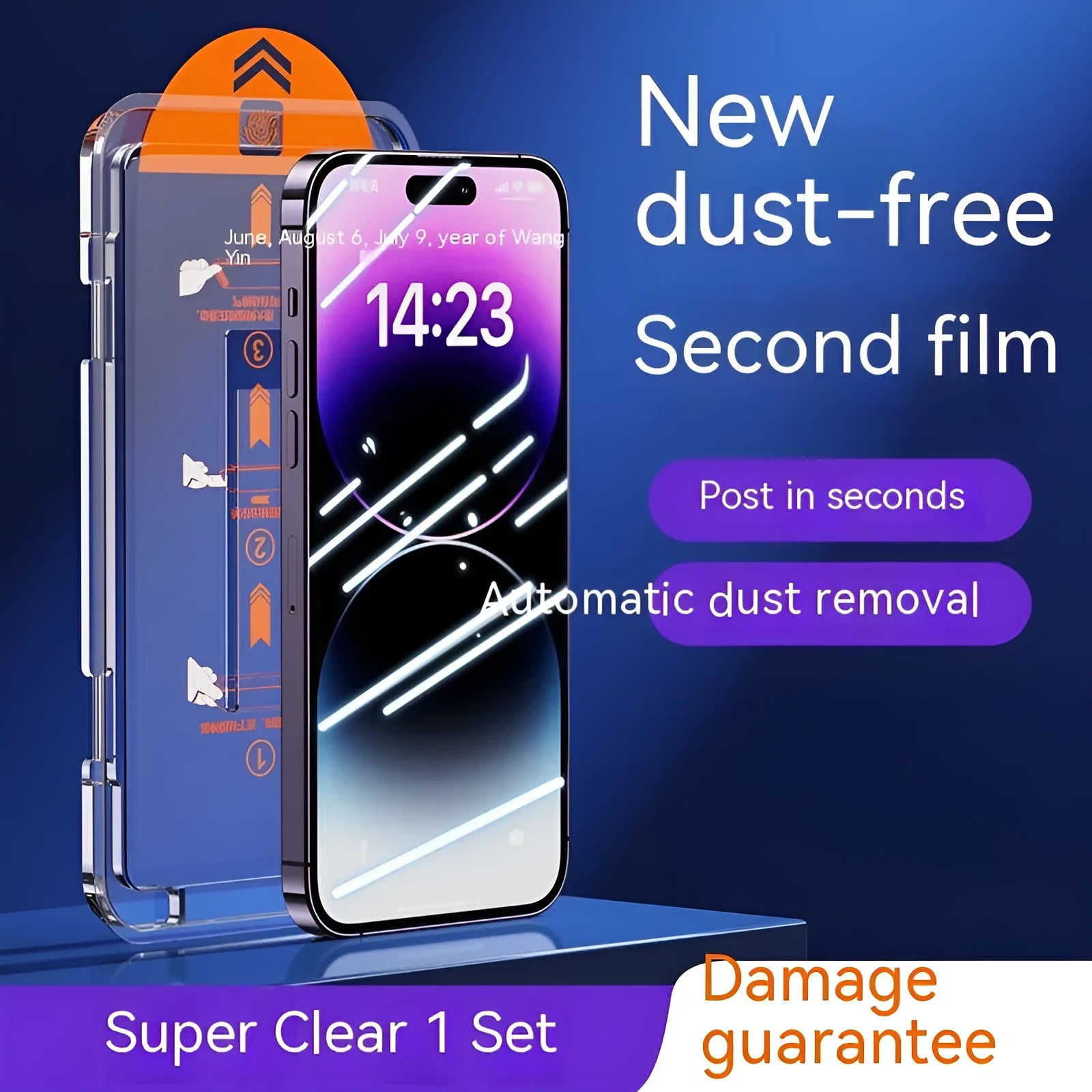 Two tempered glass screen protectors for iPhone on a sticker application box.