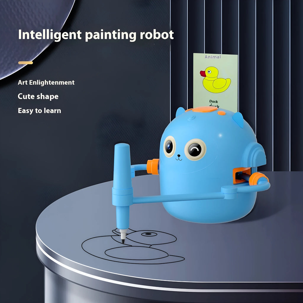 Lake Blue plastic automatic painting robot with robotic arm and drawing cards