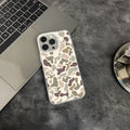 Vintage leopard print PC phone case with electroplated laser finish, all-inclusive cover for iPhone