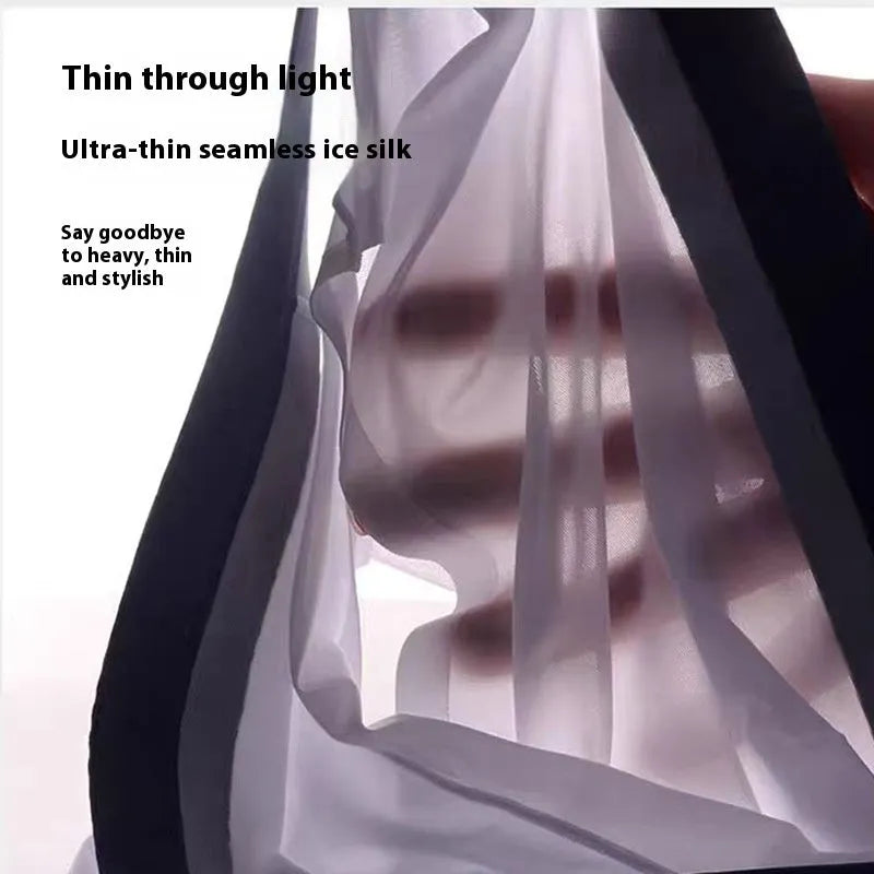 Men's seamless ice silk boxers in black, low-rise quick-dry nylon shorts on white background