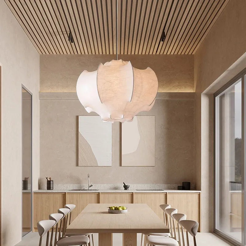 Square silk chandelier with iron frame, 40cm 50cm 60cm sizes, E27 fitting, for bedroom dining room