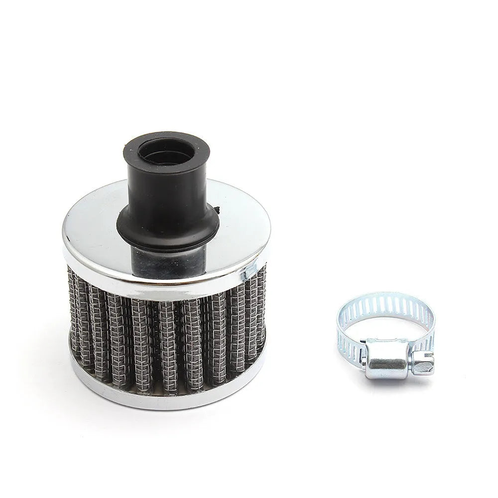 Car modification head air filter in silver with universal fit for engine intake replacement