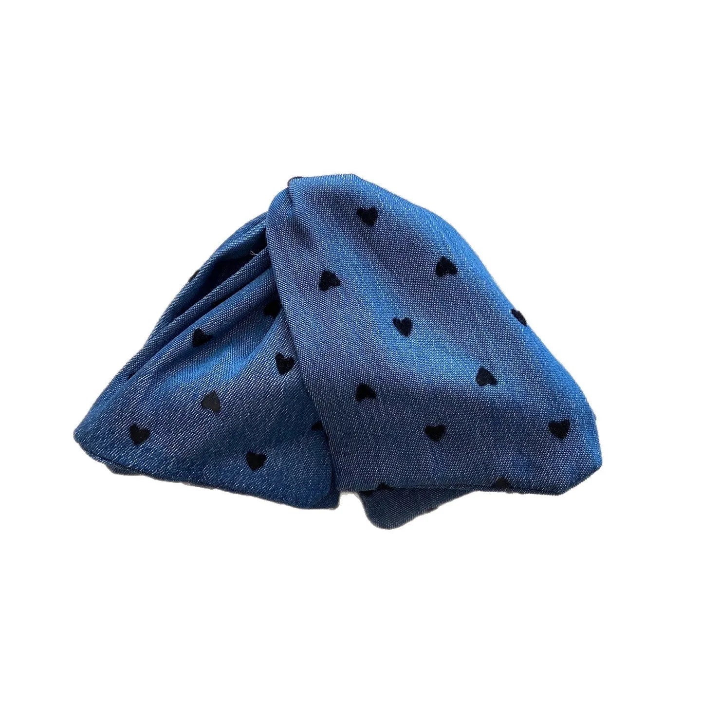 Handmade denim bow hairpin with triangle grip and acrylic decorations for women's hair