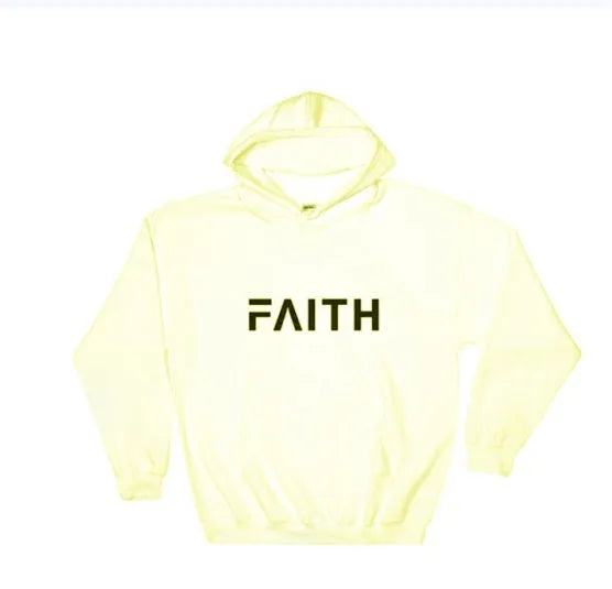 Faith Letter Print Women Hoodie cotton blend crew neck pullover in five colours