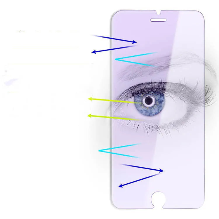Vivo smartphone with full-screen tempered glass protector showing violet light edge colour.