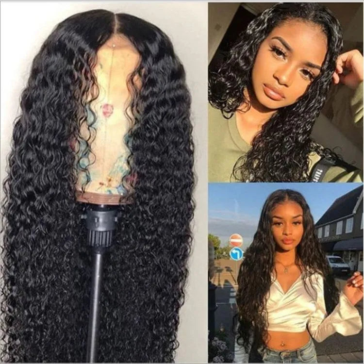 Wave high temperature silk African wig in black, machine-made, available in lengths from 12 to 28 inches