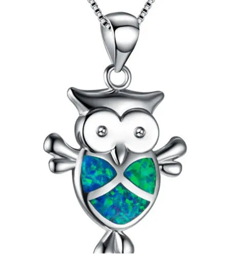 Silver filled blue opal sea turtle pendant necklace with vintage finish