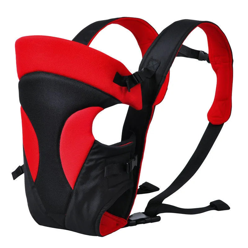 Multifunctional baby carrier with shoulder straps and horizontal hug design in claret colour
