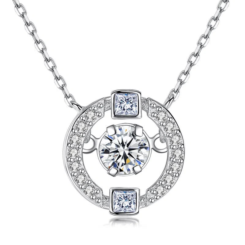 Crown necklace pendant with rhinestone stones on copper base, cross chain, geometric shape, available in four colour variants