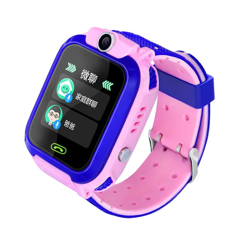 Blue children's waterproof smartwatch with 1.44-inch colour touch screen and silicone strap