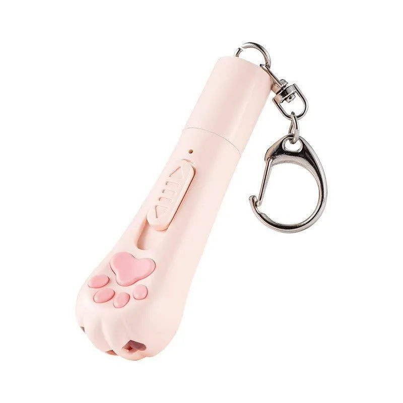 Interactive rechargeable cat teaser toy with flexible wand, shown in sky blue colour