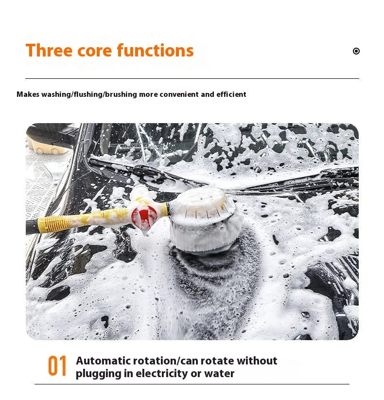 Yellow car wash mop with three-speed hydraulic gear and chenille brush material for vehicle cleaning