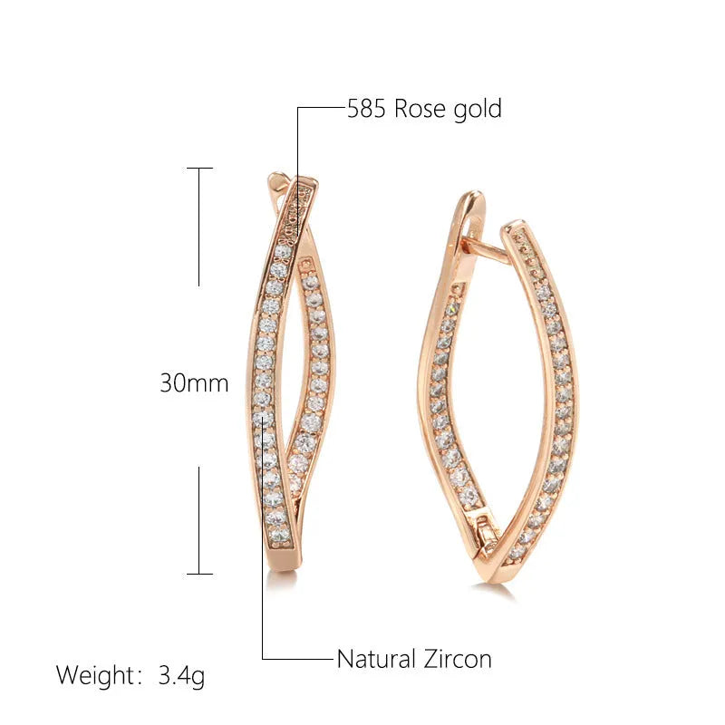Geometric zircon drop earrings in copper with ins style design for women