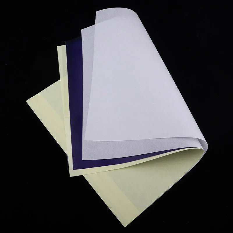 A4 tattoo stencil transfer paper pack with transfer paste gel for skin application.
