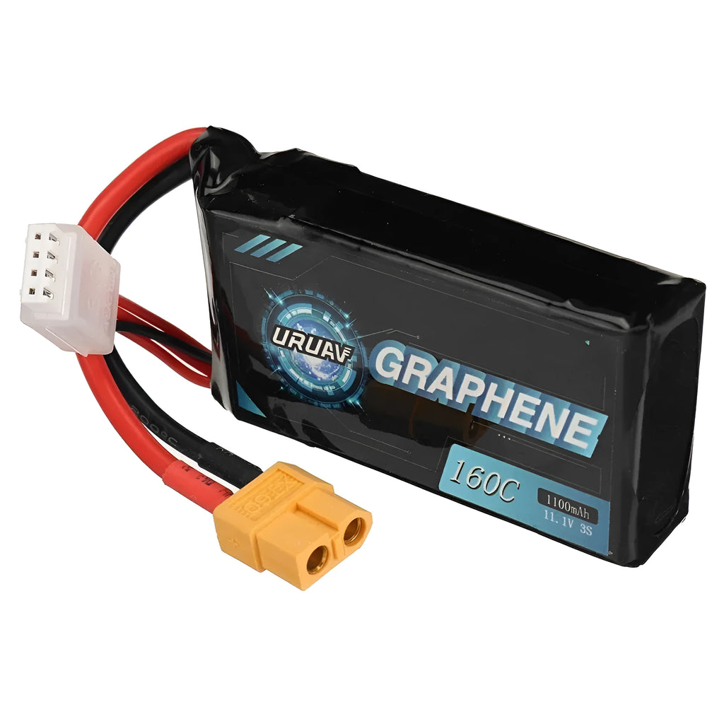 Black 7.4V 1200mAh lithium battery for RC model cars and ships.
