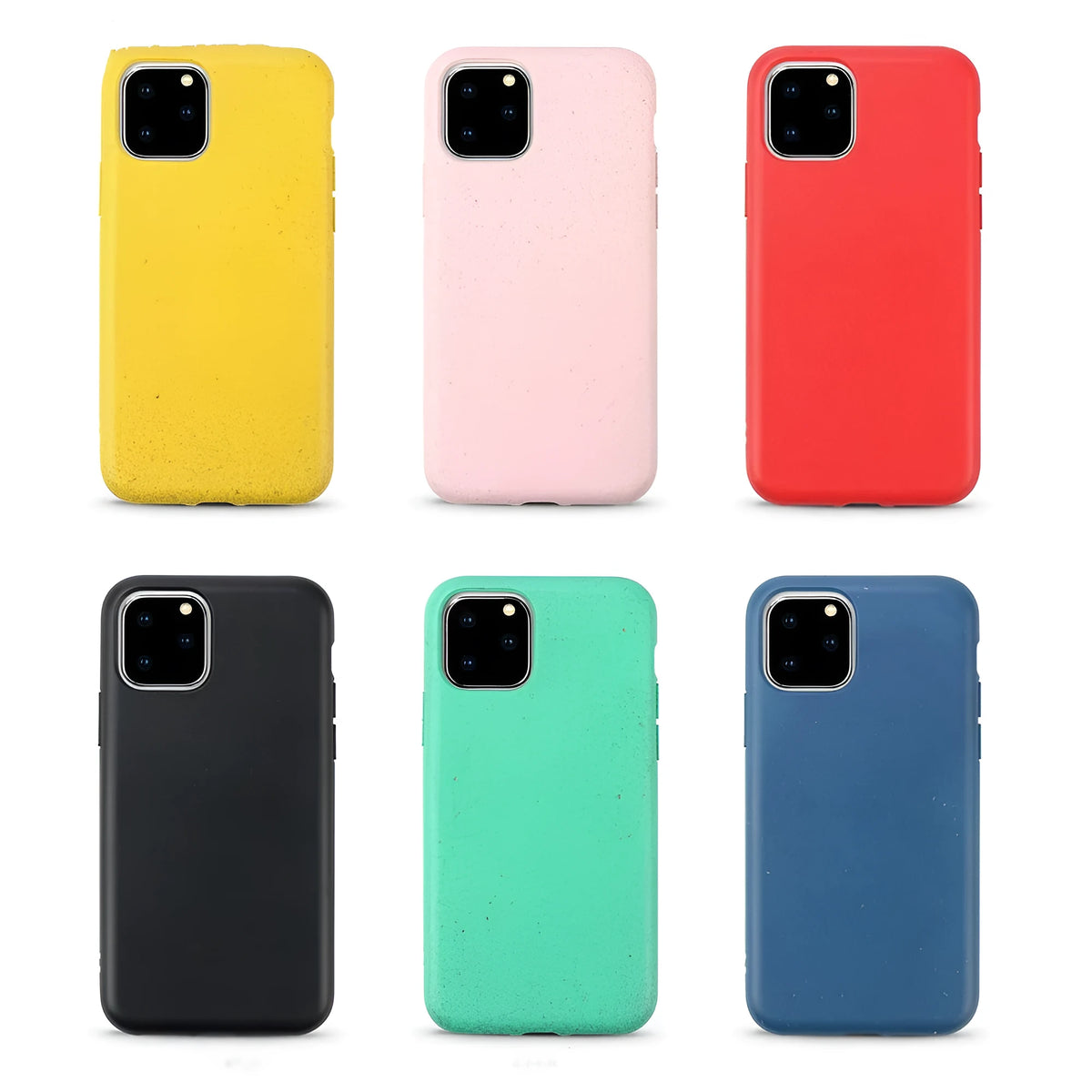 Thick frosted iPhone case with wheat straw and TPU, available in seven colours for various iPhone models.