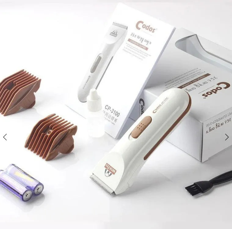White pet grooming clippers with ceramic blades for dogs and cats