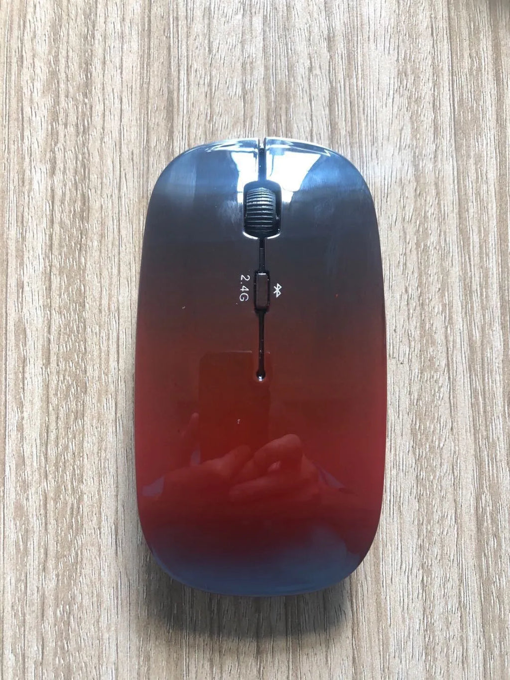 Wireless Bluetooth dual mode slim mouse with 1200 DPI sensor and four way roller in black side view