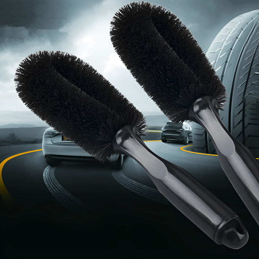 27cm car wheel brush with PP handle and soft PP bristles in black or grey for wheel hub cleaning