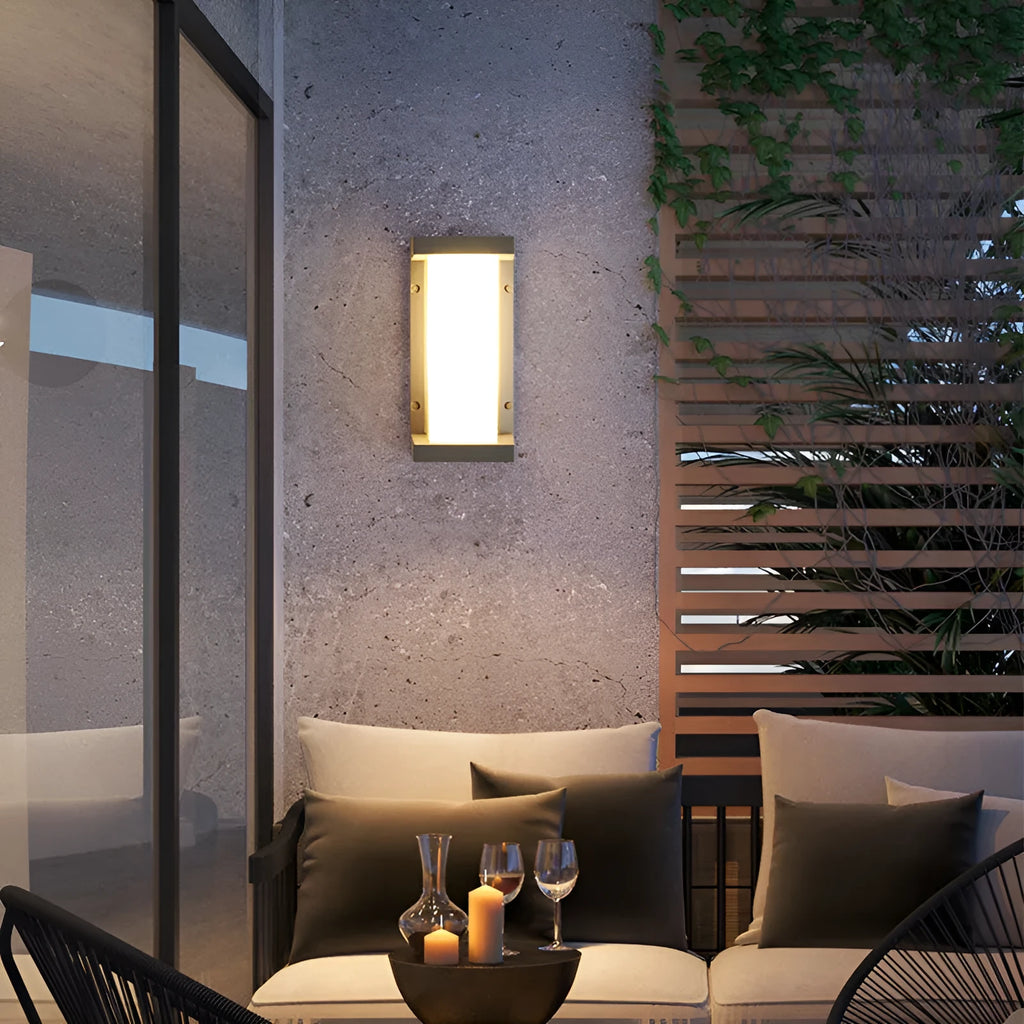 Retro outdoor waterproof square aluminium LED wall light in European style mounted on a wall