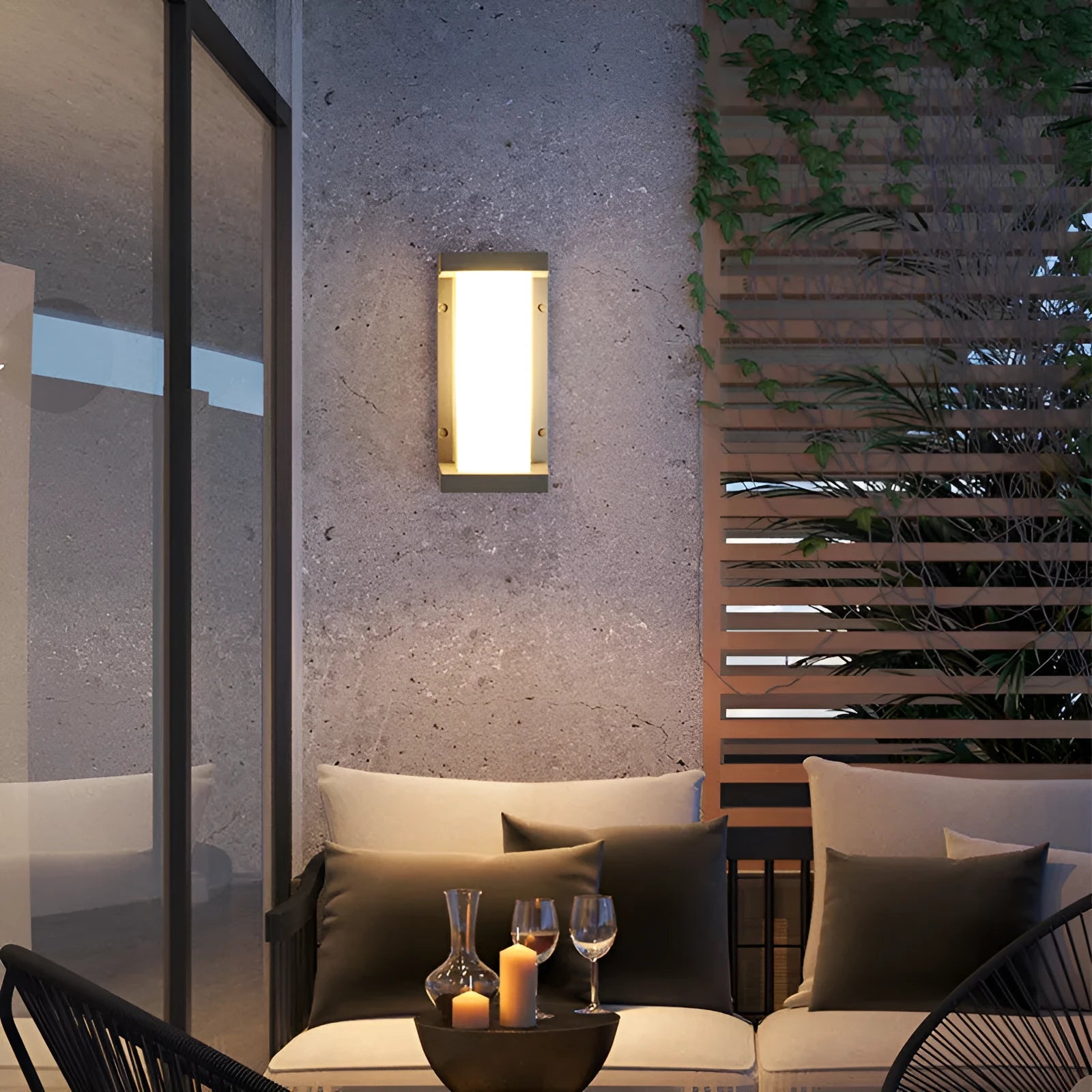 Retro outdoor waterproof square aluminium LED wall light in European style mounted on a wall