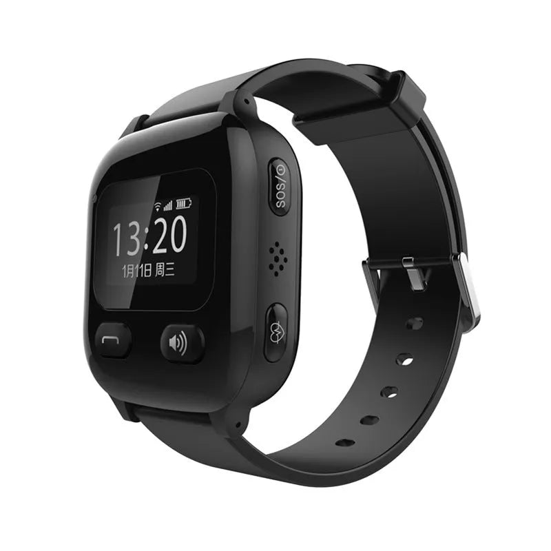 Aiqiangua S3 black smart positioning watch with wrist strap for adult and elderly users