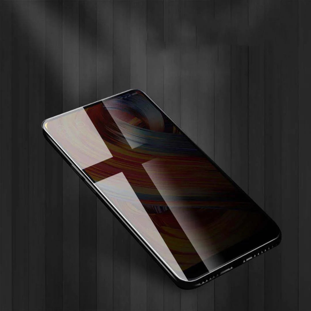 Black ceramic matte anti-peep screen protector film for iPhone, showing 30-degree privacy angle diagram.