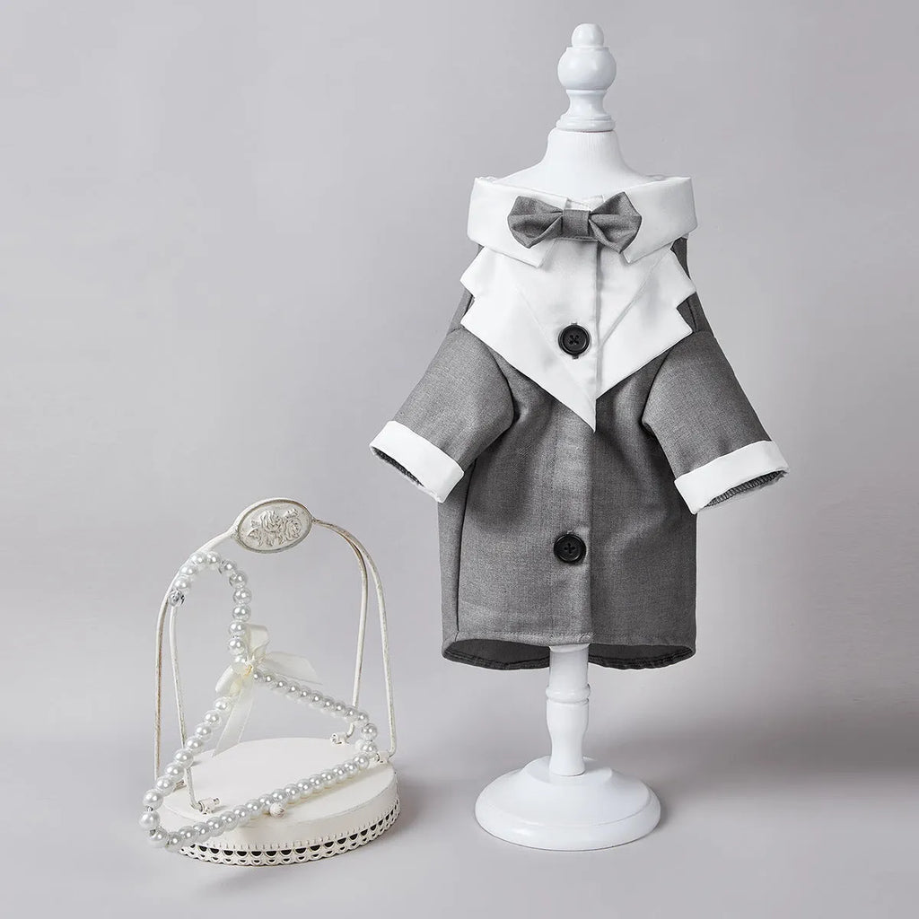 Chinese-style gentleman four-legged suit wedding dress for dogs in polyester fabric