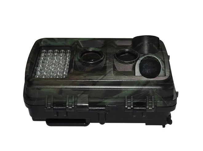 Wild hunting camera in Military Green with 2.0 inch LCD, HD 1080p, 12x optical zoom, and MicroSD slot